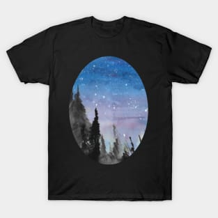 Night sky watercolour shirt design - astronomy inspired fine art T-Shirt